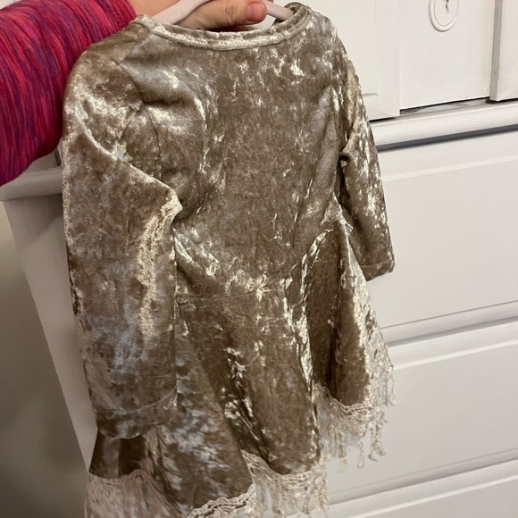 12-18 mo champagne velvet dress, worn once, flower girl - Picture 3 of 3